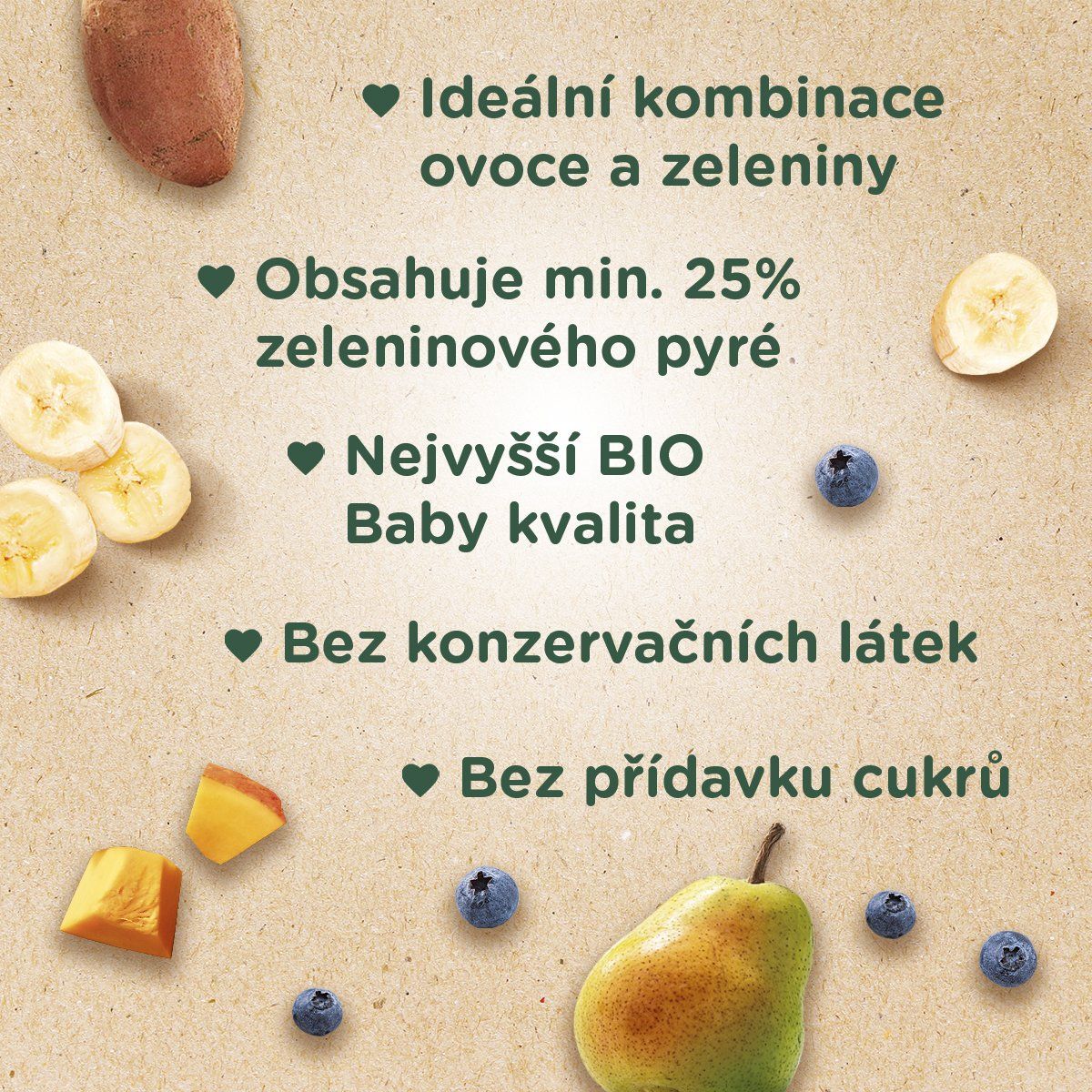 Sunar BIO ovocná kapsička Smícháček banán, hruška, dýně, batáty a borůvky 100 g