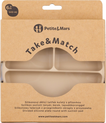 Petite&Mars Talířek silikonový dělící kulatý Take&Match Desert Sand 6m+