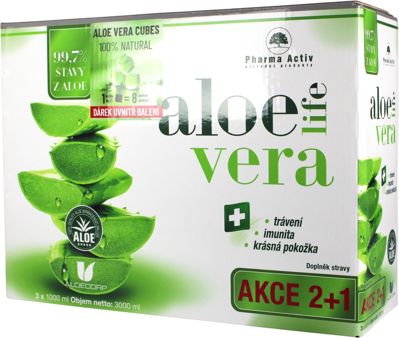 Pharma Activ AloeVeraLife + Aloe Vera Cubes 3 x 1000 ml