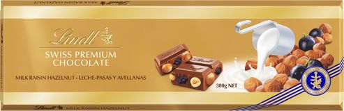 Lindt Gold Tablet Švýcarská mléčná čokoláda s rozinkami 300 g