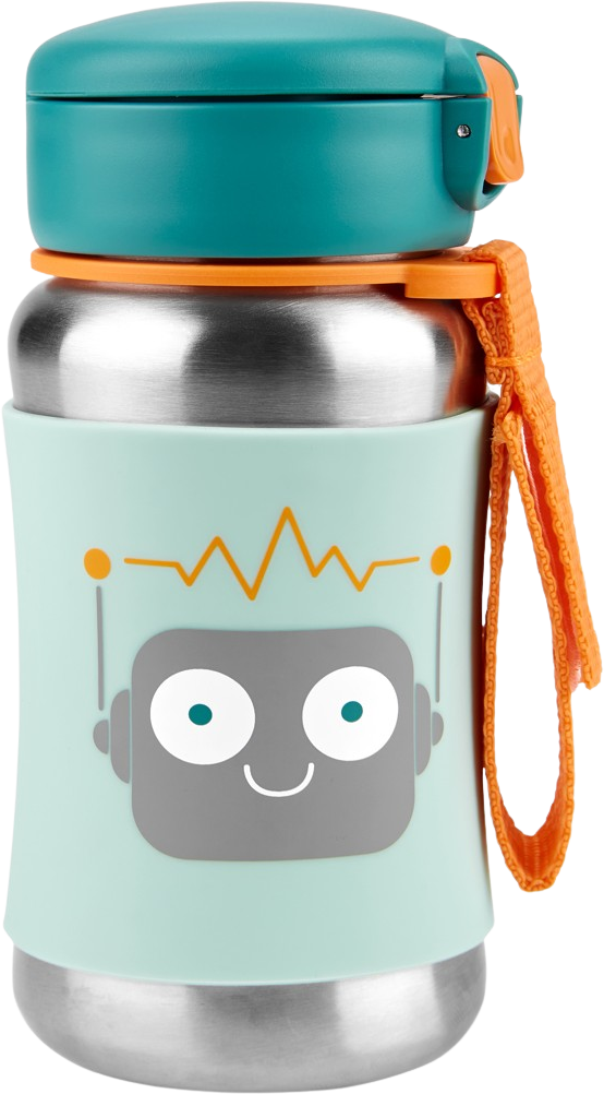 Skip Hop Spark Style Láhev s brčkem na vodu nerez Robot 12m+ 350 ml