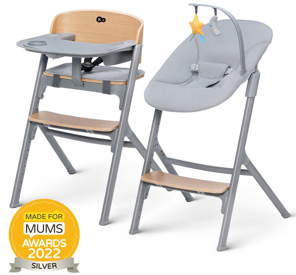 Kinderkraft Select Set jídelní židlička Livy Oak + lehátko Calmee, Premium