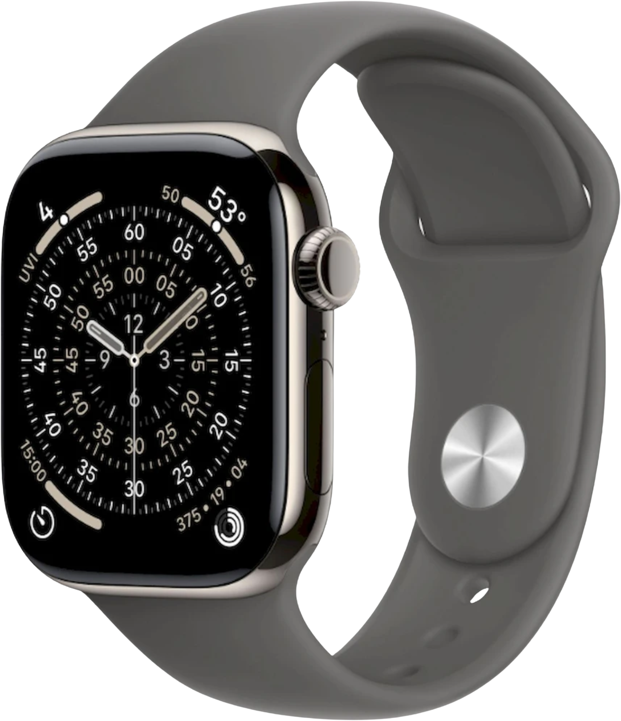 Apple Watch 11 GPS + Cellular 42mm přírodní titan - skálově šedý sportovní řemínek - M/L