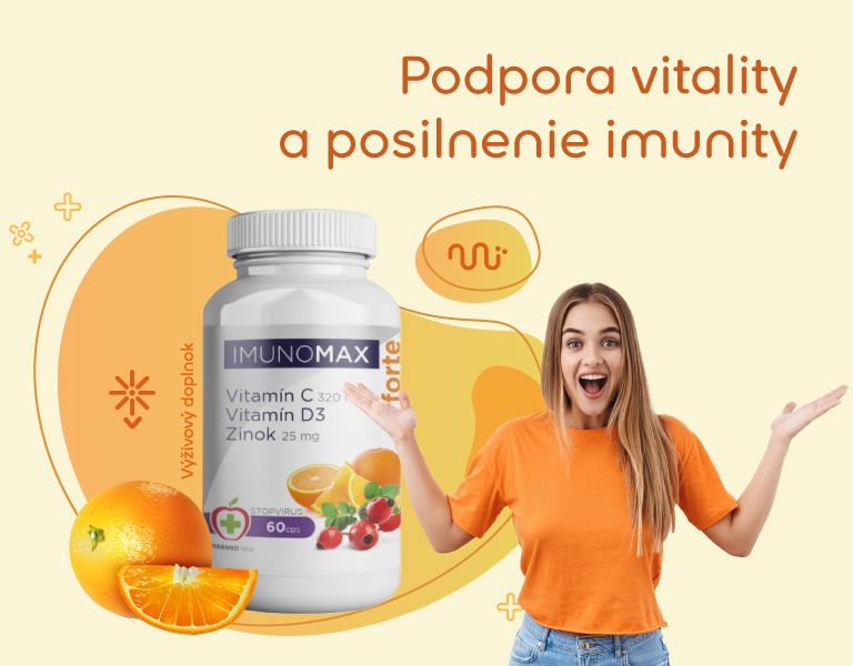 Imunomax Forte Vitamín C+D3+Zinok, výživový doplnok