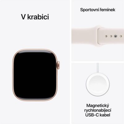 Apple Watch 11 GPS + Cellular 46mm Růžově zlatý hliník se světle ruměným sportovním řemínkem - S/M