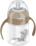 LOVI První hrneček se slámkou a závažím 150ml hnědý