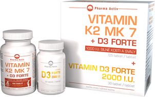 Pharma Activ Vitamín K2 MK7+D3 Forte 125 tablet + Vitamin D3 Forte 2000 I.U. 30 tablet