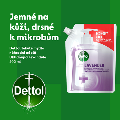 Dettol Tekuté mýdlo Náhradní náplň Uklidňující levandule 500 ml
