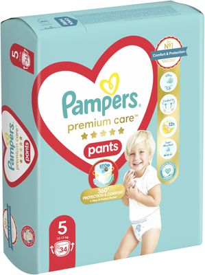 Pampers Premium Care Pants Plenkové kalhotky vel. 5, 12-17 kg, 34 ks