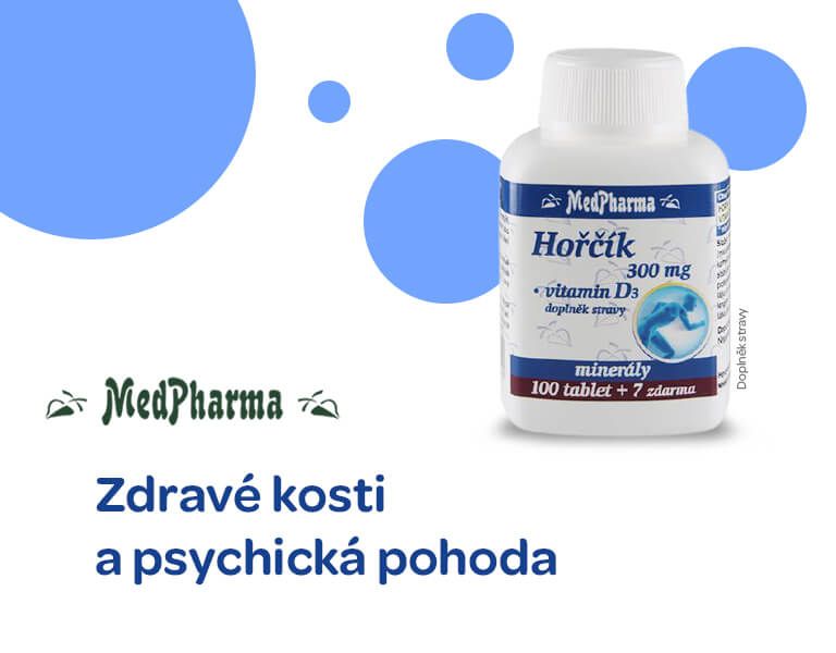 MedPharma Hořčík 300mg + Vitamin D3 107 tablet, banner