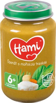 Hami masozeleninový příkrm Špenát s mořskou treskou, 6+ 200 g