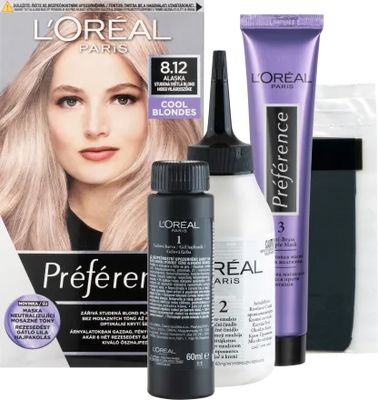 L'Oréal Paris Préférence 8.12 Alaska permanentní barva, Studená světlá blond 192 ml