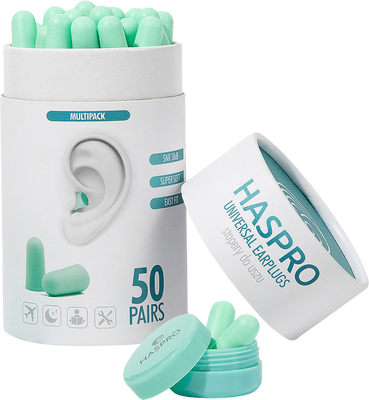 Haspro Tube50 Špunty do uší, mátové 100 ks