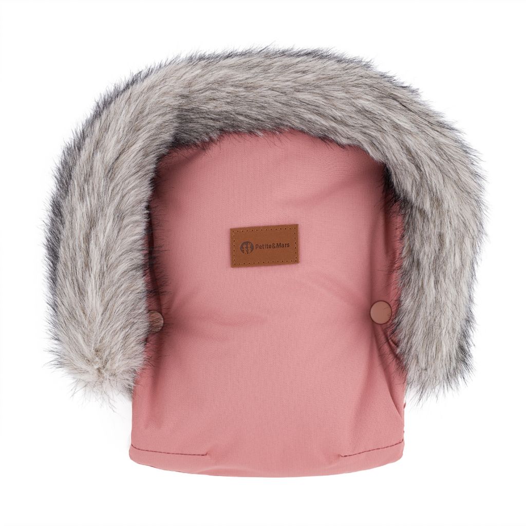Petite&Mars Set zimní fusak Arctic 4v1 + rukavice na kočárek Furry Old Rose