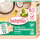 Babybio Svačinka s kokosovým mlékem - kiwi a banán 4 x 85 g