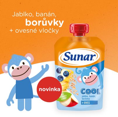 Sunar Cool ovocná kapsička borůvka, banán, ovesné vločky 12m+ 110 g