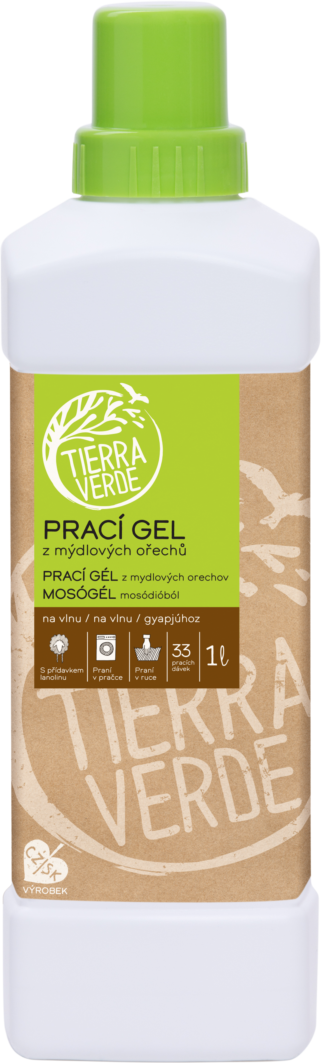 Tierra Verde Prací gel z mýdlových ořechů na vlnu a funkční textil z merino vlny 1 l