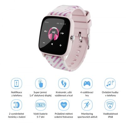 LAMAX BCool Pink chytré hodinky pro děti