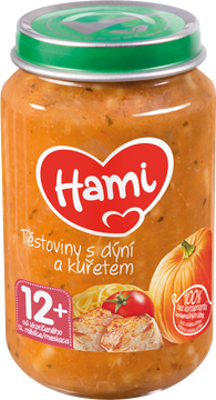 Hami masozeleninový příkrm Těstoviny s dýní a kuřetem, 12+ 200 g