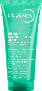 Bioderma Sébium Gel moussant actif intenzivní hloubkově čisticí gel pro mastnou pleť a akné 200 ml