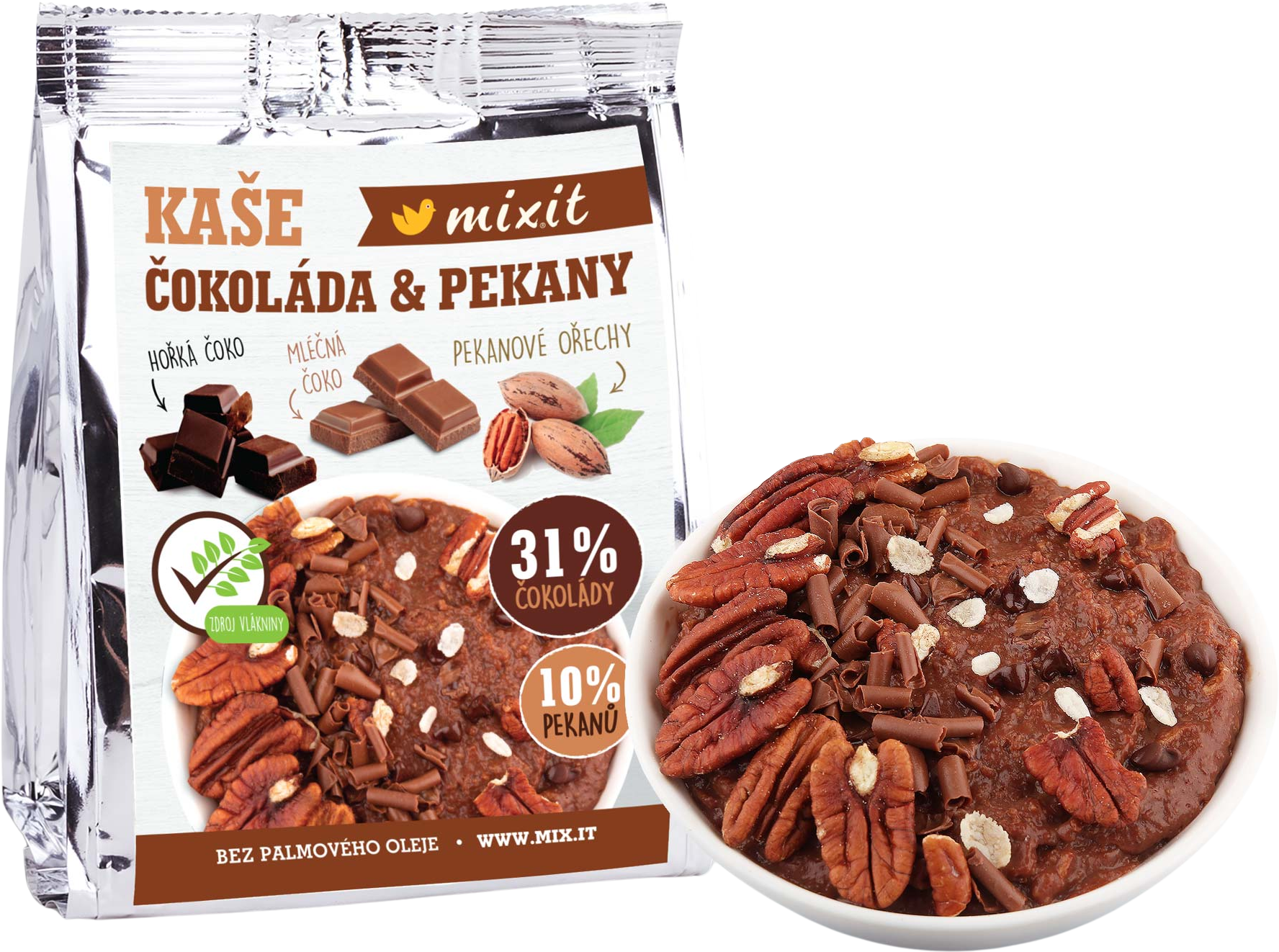 Mixit Čokoládová kaše s pekany do kapsy 60 g