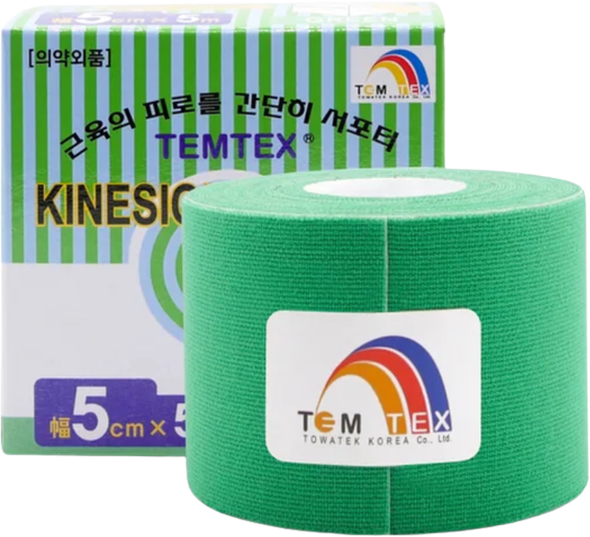 Temtex kinesio tape Classic, zelená tejpovací páska 5cm x 5m