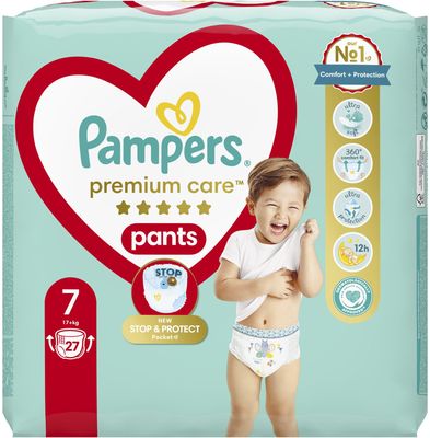 Pampers Premium Care Pants Plenkové kalhotky vel. 7, 17+ kg, 27 ks