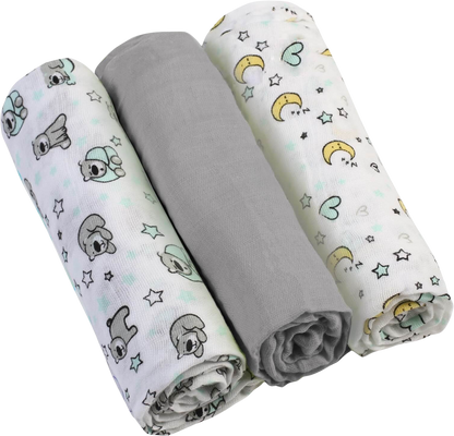 BabyOno Pleny mušelínové Super soft šedá 3 ks