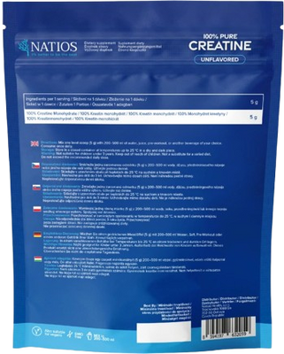 Natios Creatine Monohydrate, Kreatin Monohydrát, Neochucený 500 g