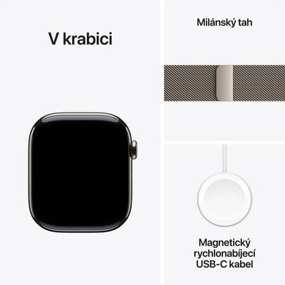 Apple Watch 11 GPS + Cellular 46mm Přírodní titan s přírodním milánským tahem- M/L