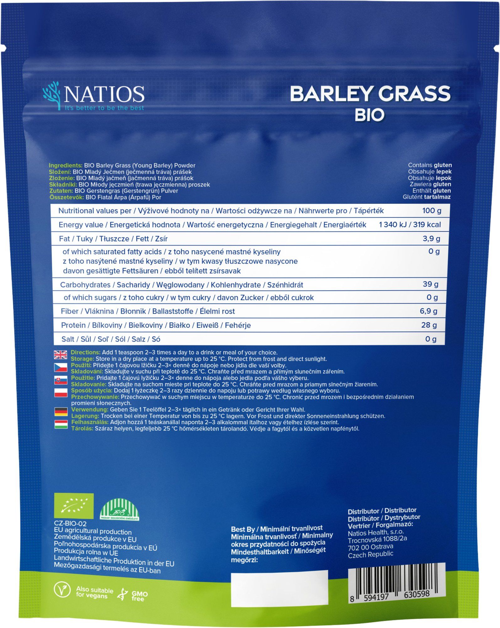 Natios Mladý ječmen BIO prášek 100 g