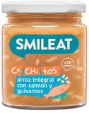 Smileat BIO příkrm losos s hnědou rýží a zeleninou s extra panenským olivovým olejem 10M+ 230 g