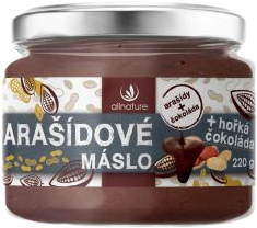 Allnature Arašídové máslo s hořkou čokoládou 220 g