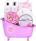 Vivaco Ros2501 Dárkové balení rose water - sprchový gel + tělové mléko + himalájská sůl + zvláčňující krém + dárek