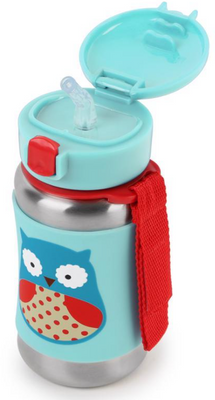 Skip Hop Zoo Láhev s brčkem na vodu nerez Sovička 12m+ 350 ml
