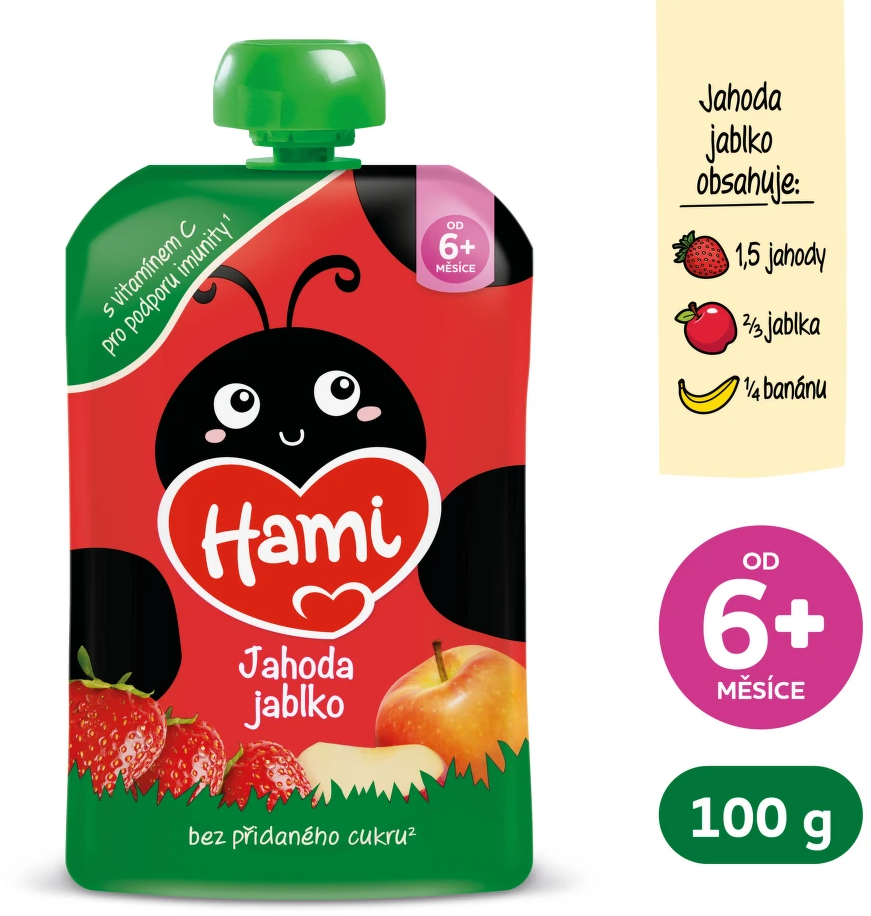 Hami Příkrm kapsička Jablko, banán a jahoda 100 g
