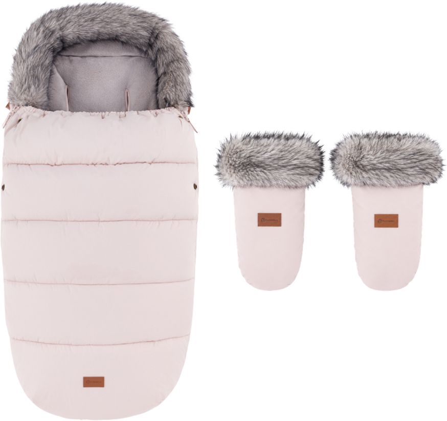 Petite&Mars Set zimní fusak Comfy 4v1 + rukavice na kočárek Fjora Rose Petal