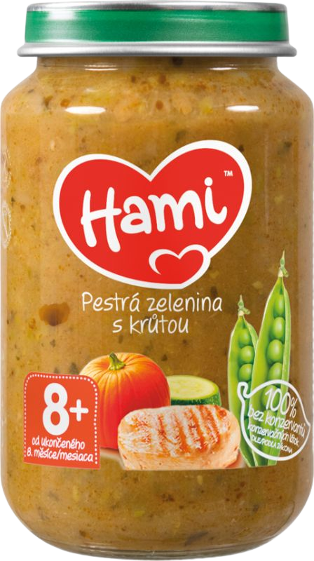 Hami masozeleninový příkrm Pestrá zelenina s krůtou, 8+ 200 g