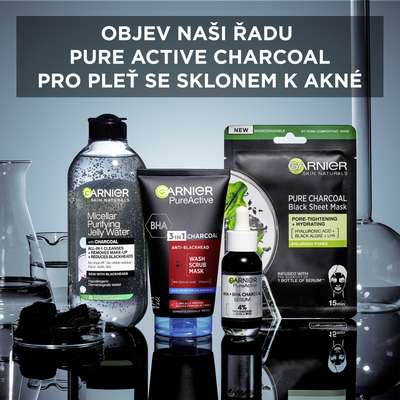 Garnier Skin Naturals Pure Active 3v1 maska s aktivním uhlím proti černým tečkám 150 ml
