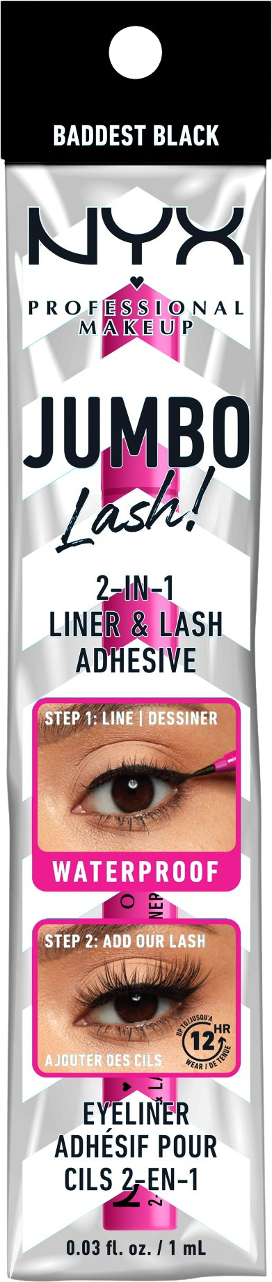 NYX Professional Makeup Jumbo Lash! 2in1 Liner & Lash Adhesive 01 Baddest Black 1 ml