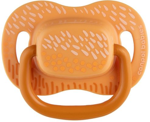 Canpol babies Set symetrických silikonových dudlíků Mountains 0-6m, žlutý 2 ks