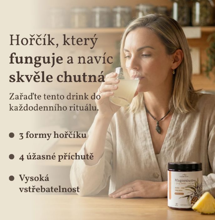 Herbyway Magnesium 3 formy hořčíku 1 200 mg, příchuť ananas