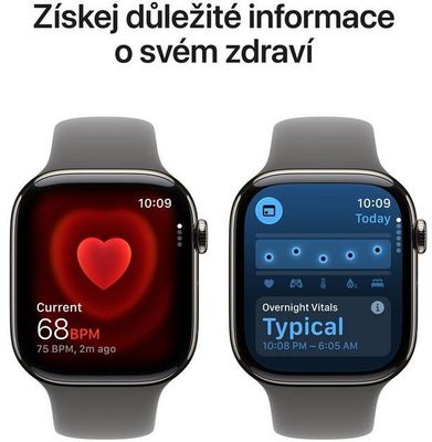 Apple Watch 11 GPS + Cellular 46mm Přírodní titan se skálově šedým sportovním řemínkem - S/M
