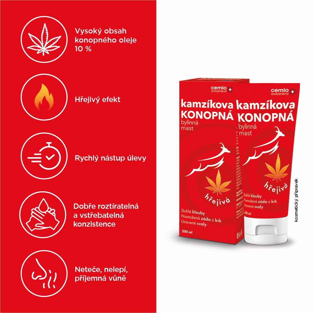 Cemio Kamzíkova konopná mast hřejivá 200 ml