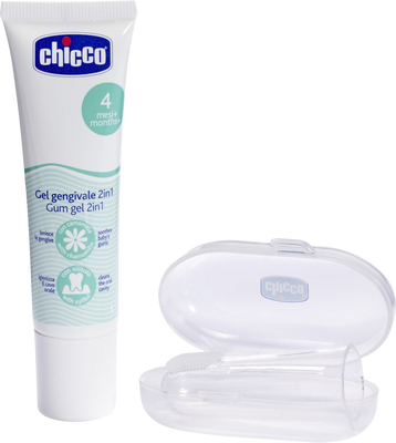 Chicco Set zubní uklidňující gel a kartáček na prst s pouzdrem 4m+