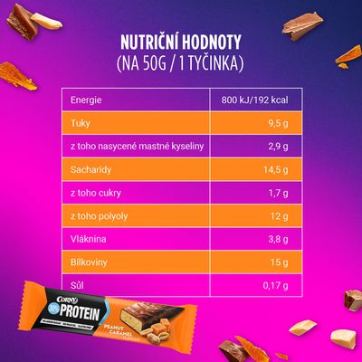 Corny Protein 30 % proteinová tyčinka arašíd karamel 50 g