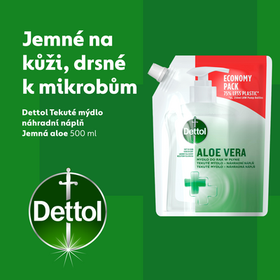 Dettol Mýdlo tekuté Náhradní náplň Aloe Vera a vitamín E 500 ml