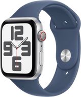 Apple Watch SE (2024) Cellular 40mm Stříbrný hliník s denimovým sportovním řemínkem M/L