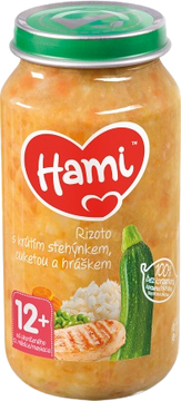 Hami masozeleninový příkrm Rizoto s krůtím stehýnkem, cuketou a hráškem, 12+ 250 g