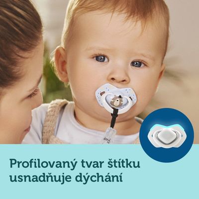 Canpol babies Set symetrických silikonových dudlíků 6-18m Bonjour Paris modrý 2 ks